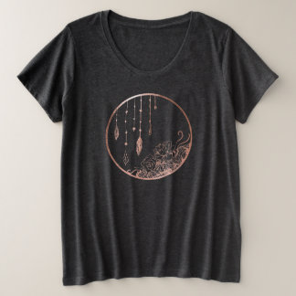 Rose Gold Boho Sukulturen Große Größe T-Shirt