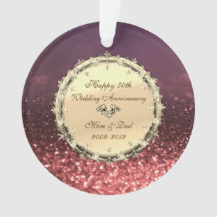 Rose Gold Bokeh, Diamanten 50. Hochzeitstag Ornament