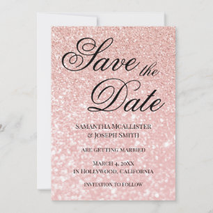 Rose Gold Bokeh Glitzer Save the Date Einladung