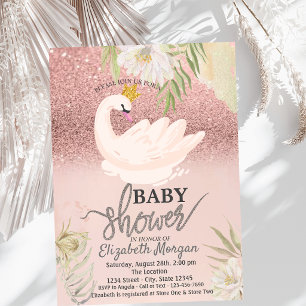 Rose Gold Bokeh, Swan Boho Blume Babydusche Einladung