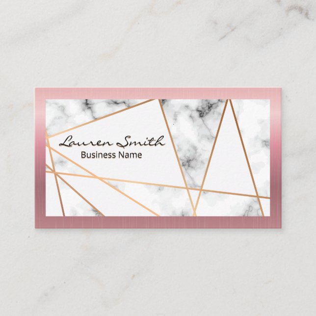 Rose Gold Border Abstrakt Metallic Lines | Marmor Visitenkarte (Vorderseite)