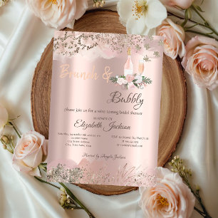 Rose Gold Border Brunch & Bubbly Brautparty Einladung