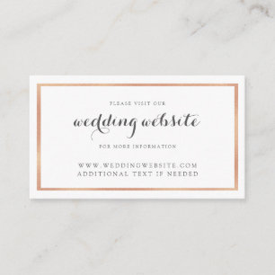 Rose Gold Border Modern Wedding Website Card Begleitkarte