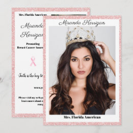 Rose Gold Border Pageant Autogrammkarte Einladung