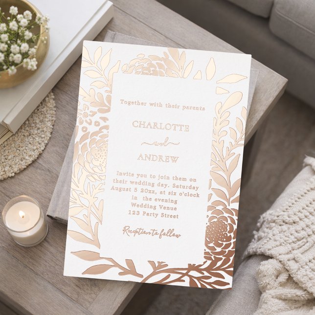 Rose gold botanical luxury wedding folieneinladung (Von Creator hochgeladen)