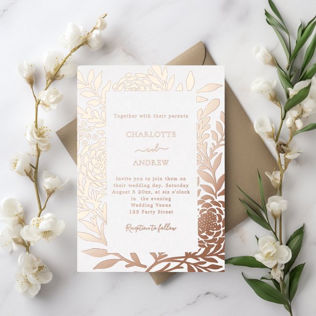Rose gold botanical luxury wedding folieneinladung (Von Creator hochgeladen)