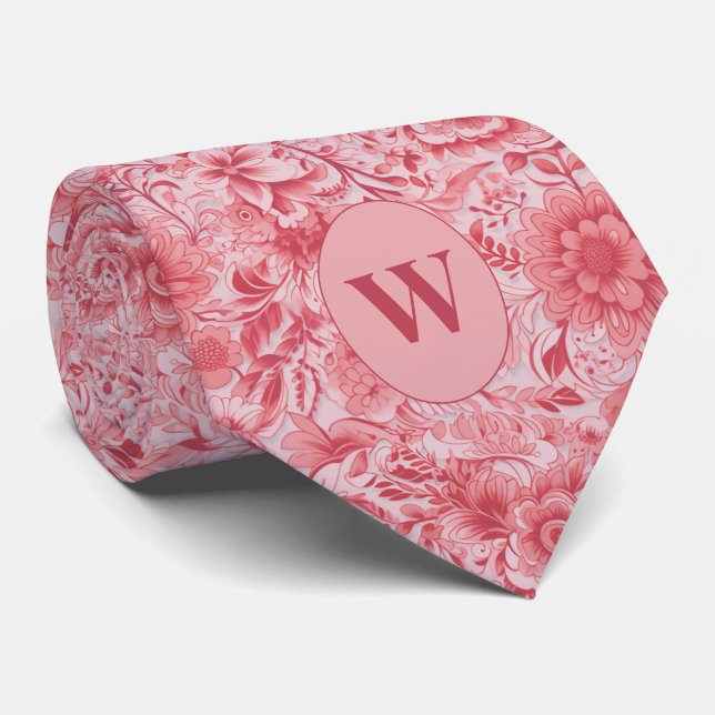Rose Gold Botanical Pattern Krawatte (Gerollt)