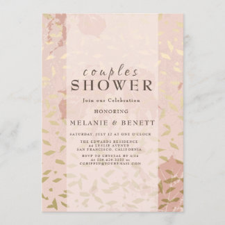 Rose Gold Botanische Paare Dusche Einladung