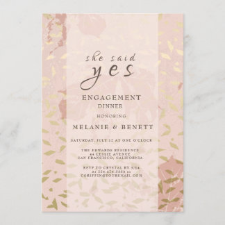 Rose Gold Botanische Verlobung Abendessen Einladung