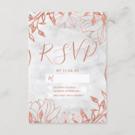 Rose Gold Botanischer Blumenstrauß Hochzeit RSVP Karte