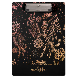 Rose Gold Botanisches Doodle-Muster Klemmbrett