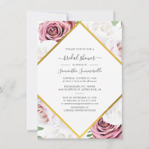 Rose Gold Botanisches geometrisches Brautparty Einladung