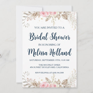 Rose Gold botanisches modernes Brautparty Einladung