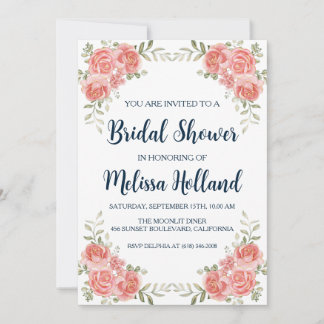 Rose Gold botanisches modernes Brautparty Einladung