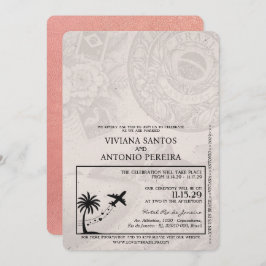 Rose Gold Brasilien Pass Einladung Hochzeitsfeiern