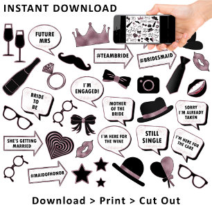 Rose Gold Brautparty Fun Party druckbare Eigenscha Poster