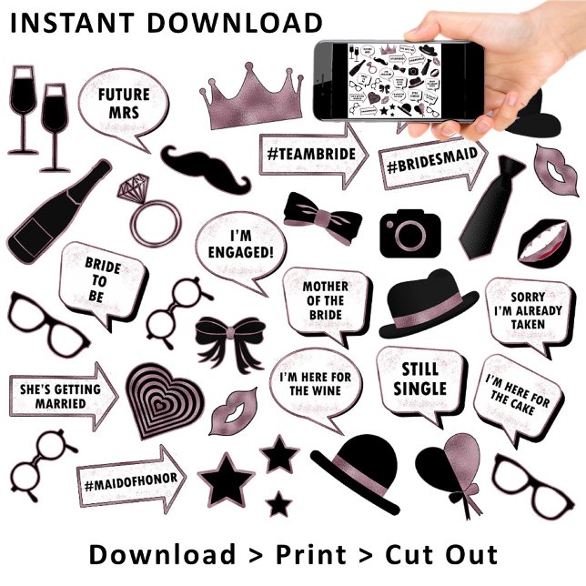 Rose Gold Brautparty Fun Party druckbare Eigenscha Poster (This is intended for Digital Instant Download / Printable Purchase. Click the "Choose Your Format".)