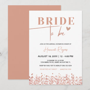 Rose Gold Bridal Brautparty, Braut zu sein Einladung