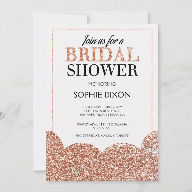 Rose Gold Bridal Dusche Einladung (Vorderseite)