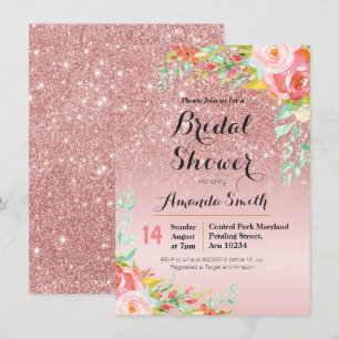 Rose Gold Bridal Dusche Einladung Floral