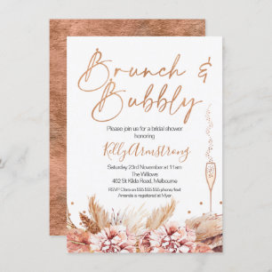 Rose Gold Brunch Bubble Boho Brautparty Einladung