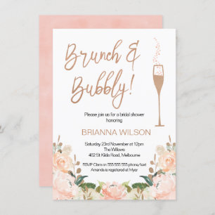 Rose Gold Brunch Bubble Bridal Dusche Einladung