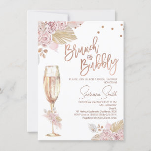 Rose Gold Brunch Bubbly Boho Rose Brautparty Einladung
