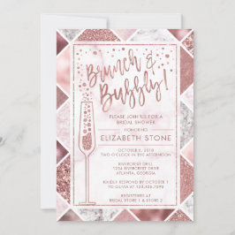 Rose Gold Brunch und Bubbly Invitation, Marmor Einladung