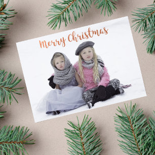 Rose Gold Brush Script Weihnachtsfeiertag Foto Feiertagskarte