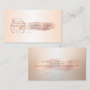Rose Gold Brush Stroke Glitzer Cupcake Visitenkarte