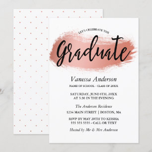 Rose Gold Brush Stroke Graduation Party Einladung