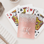 Rose Gold Brushed Metal Glitzer Monogram Name Spielkarten<br><div class="desc">Dieses schicke Design mit hübschem silberglänzenden Glitzer auf einer Rose mit vergoldetem metallischem Hintergrund ist einfach zu personalisieren.</div>