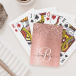 Rose Gold Brushed Metal Glitzer Monogram Name Spielkarten<br><div class="desc">Dieses schicke Design mit hübschen Rose goldenem Glitzer auf einer Rose mit goldgebürstetem metallischem Hintergrund ist einfach zu personalisieren.</div>