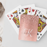 Rose Gold Brushed Metal Glitzer Monogram Name Spielkarten<br><div class="desc">Dieses schicke Design mit hübscher Rose,  goldglänzenden Imitaten Glitzer auf einer Rose mit goldgebürstetem metallischem Hintergrund ist einfach zu personalisieren.</div>