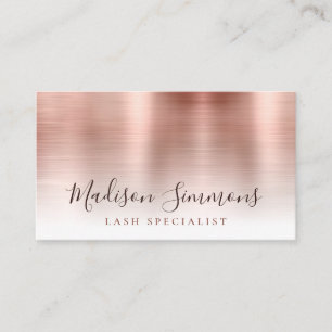 Rose Gold Brushed Metal Monogram Modern Script Visitenkarte