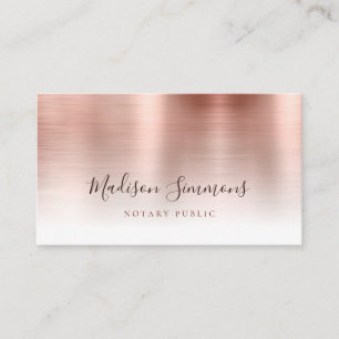 Rose Gold Brushed Metal Monogram Notary Public Visitenkarte