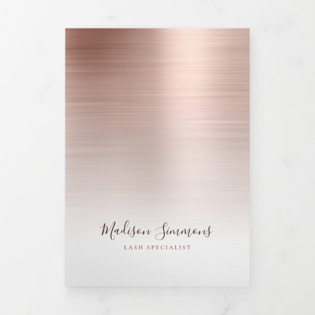 Rose Gold Brushed Metal Monogram Script Broschüre (Cover)