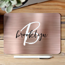 Rose Gold Brushed Metal Schwarz-weiß Monogram