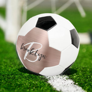 Rose Gold Brushed Metal Script Monogram Fußball
