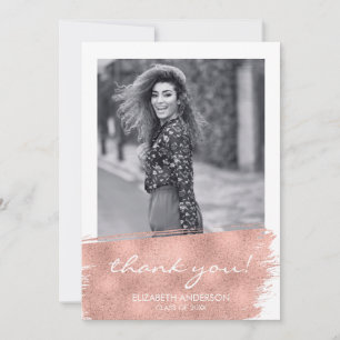 Rose Gold Brushstroke Abschluss Dankeskarte