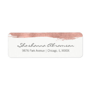 Rose Gold Brushstroke Bat Mitzvah Adressetikett
