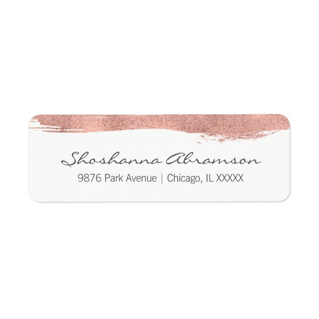Rose Gold Brushstroke Bat Mitzvah Adressetikett (Vorne)