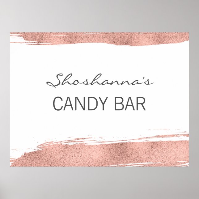 Rose Gold Brushstroke Bat Mitzvah Candy Bar Poster (Vorne)