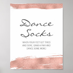 Rose Gold Brushstroke Bat Mitzvah Dance Socks Zeic Poster