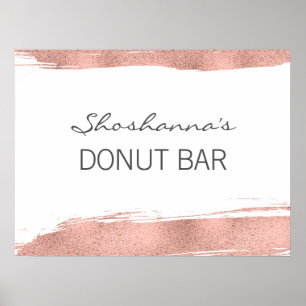 Rose Gold Brushstroke Bat Mitzvah Donut Bar Poster