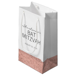 Rose Gold Brushstroke Bat Mitzvah Geschenktasche Kleine Geschenktüte