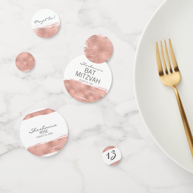 Rose Gold Brushstroke Bat Mitzvah Table Confetti Konfetti (Gruppe)