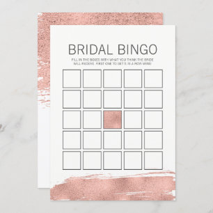 Rose Gold Brushstroke Brautparty Bingo Game Einladung