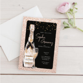 Rose Gold Bubbly Champagne Geburtstagsparty Einladung