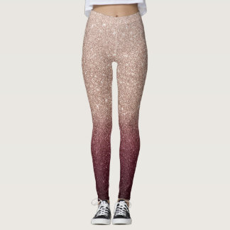 Rose Gold & Burgund Glitzer Ombre Moderne Leggings